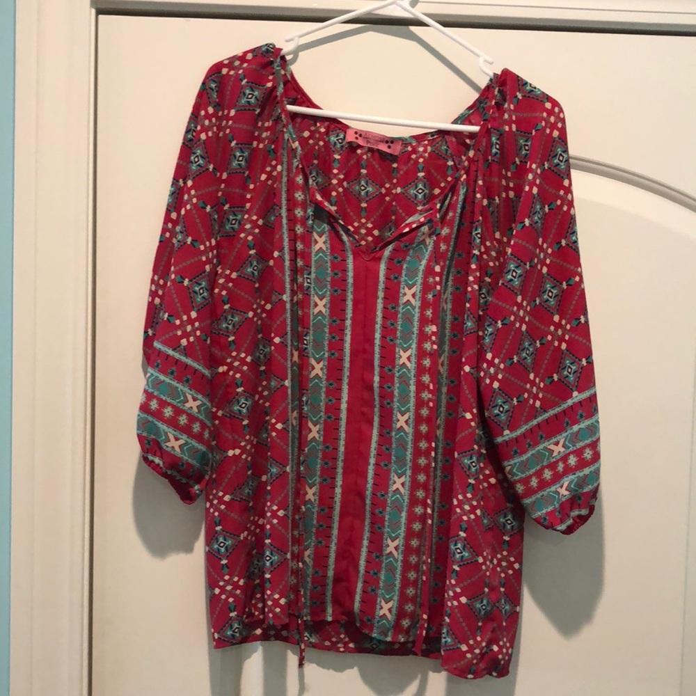 Hot Pink Patterned Blouse
